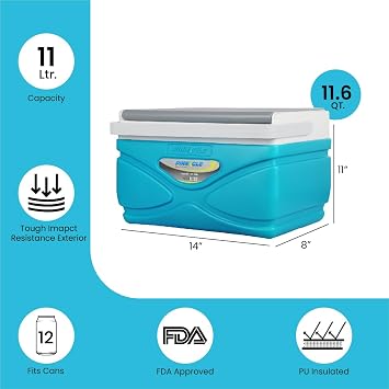 Picnic Cooler 4.5 Liter Hard Cooler Coolbox Keeps Contents Cool for 48 Hours BPA Free Outdoor Cooler Portable Cooler for Picnics, Grill, Camping (Orange)