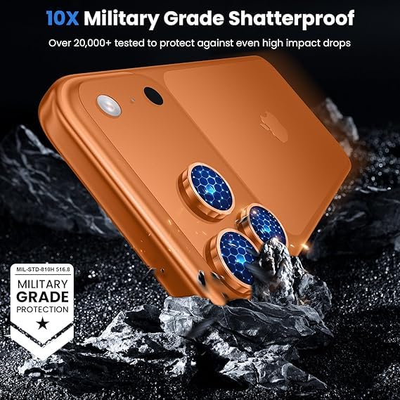 Image of WSKEN Camera Lens Protector Ring Compatible For iPhone Camera Protection - 9H Hardness Scratch-Resistant Bubble-Free HD Tempered Camera Metal Glass Tempered Glass Screen Protector Film Mobile Phone Case Friendly (Cosmic Orange, iPhone 17 Pro & 17 Pro Max)