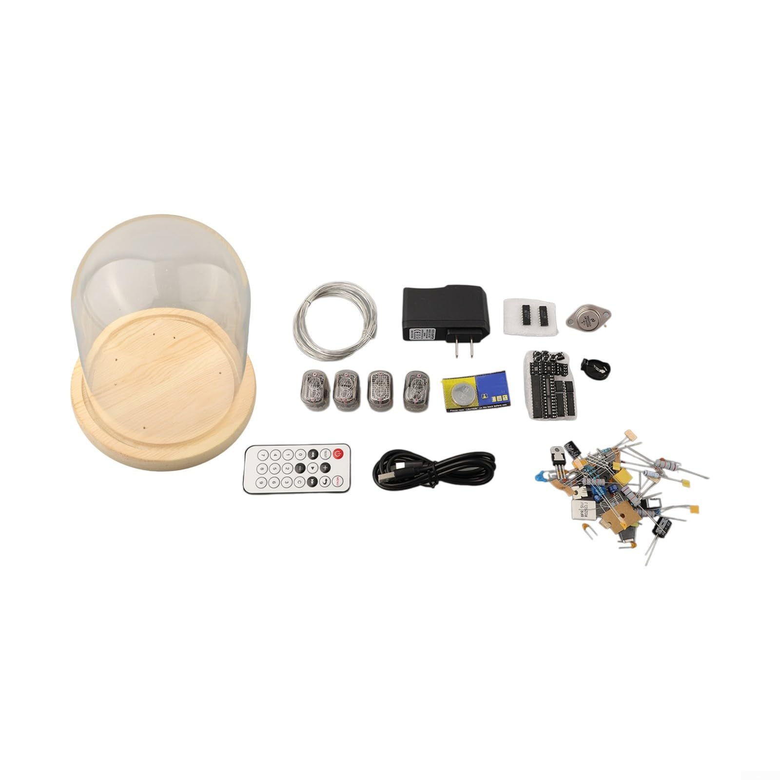 IN-12 Nixie Tube Clock - Upgraded IPS Digital Tube LED Display with Transparent Quartz Glass, USB Powered DIY Kit for Business & Industrial Use, 12V DC,(A)