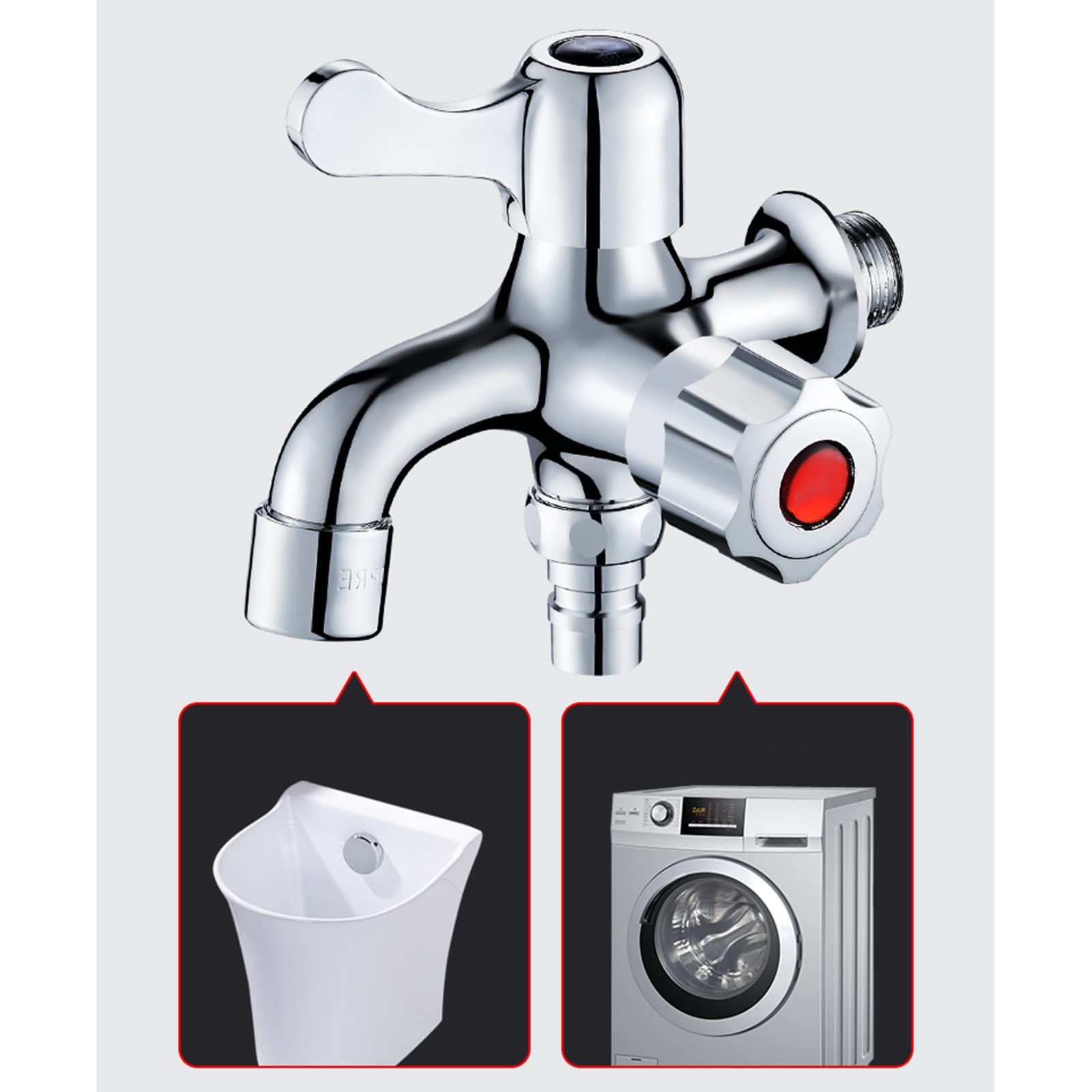 ISCBAFYX Adattatore per Rubinetto della Lavatrice Rubinetto Singolo per Acqua Fredda Rubinetto per lavello per Lavanderia in Ottone Sdoppiatore per Tubo della Lavatrice Adattatore per Rubinetto a