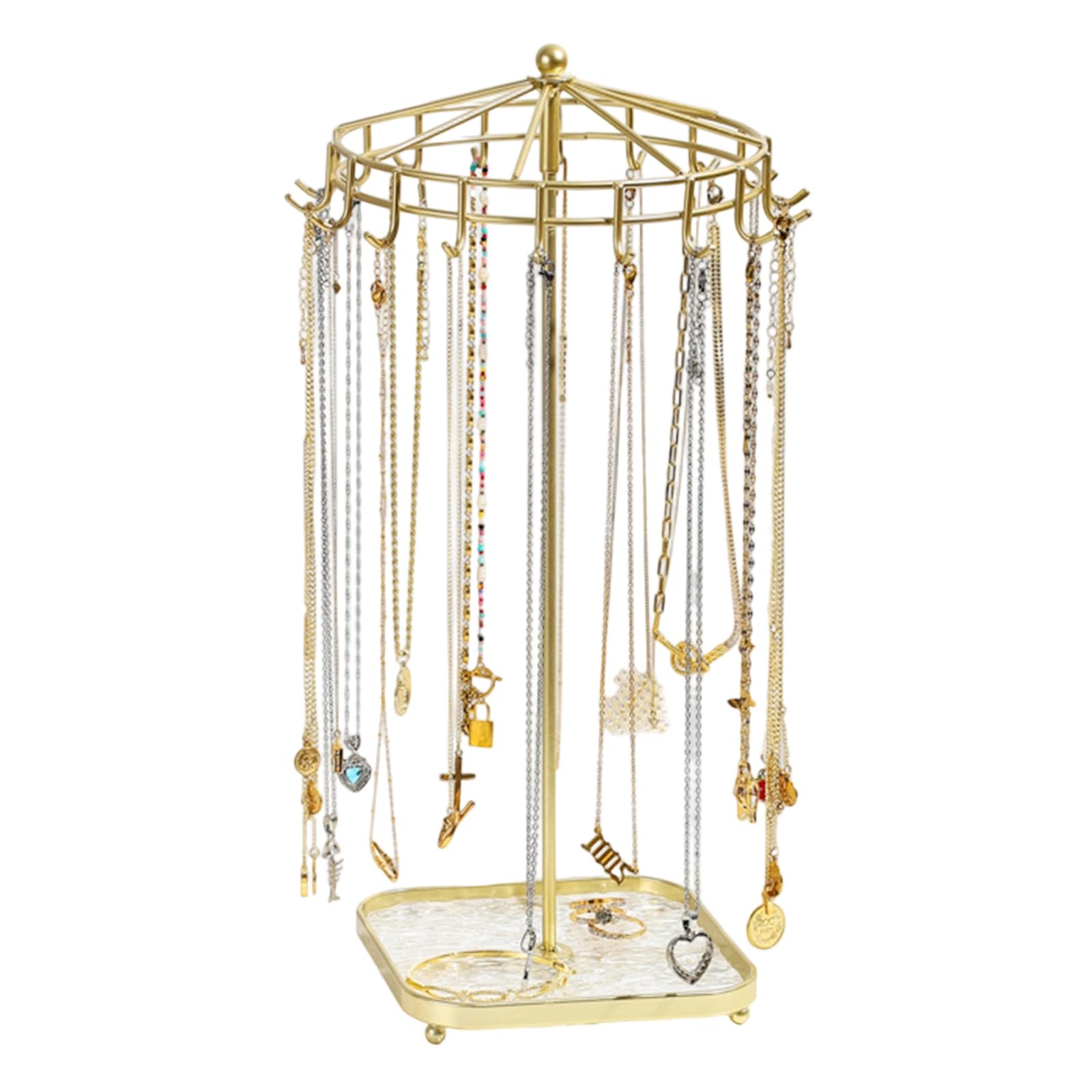 Msioytog Rotating Jewelry Display Stand Detachable Acrylic Metal Organizers for Necklaces Bracelets Earrings 360 Degree Acrylic Metal Jewelry Organizers