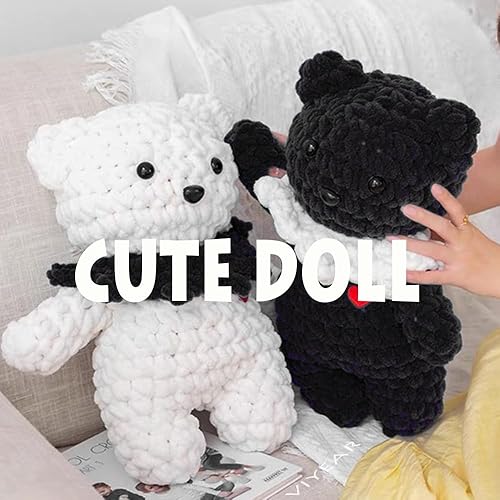 Miniatura 3 de Hilo de felpilla suave y grueso, hilo esponjoso para hacer ganchillo, hilo voluminoso jumbo, para tejer con el brazo (blanco, 1.1 libras)