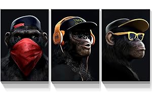 Denozer - 3 Piece Gorilla Wall Art for a Rockin' Ambiance