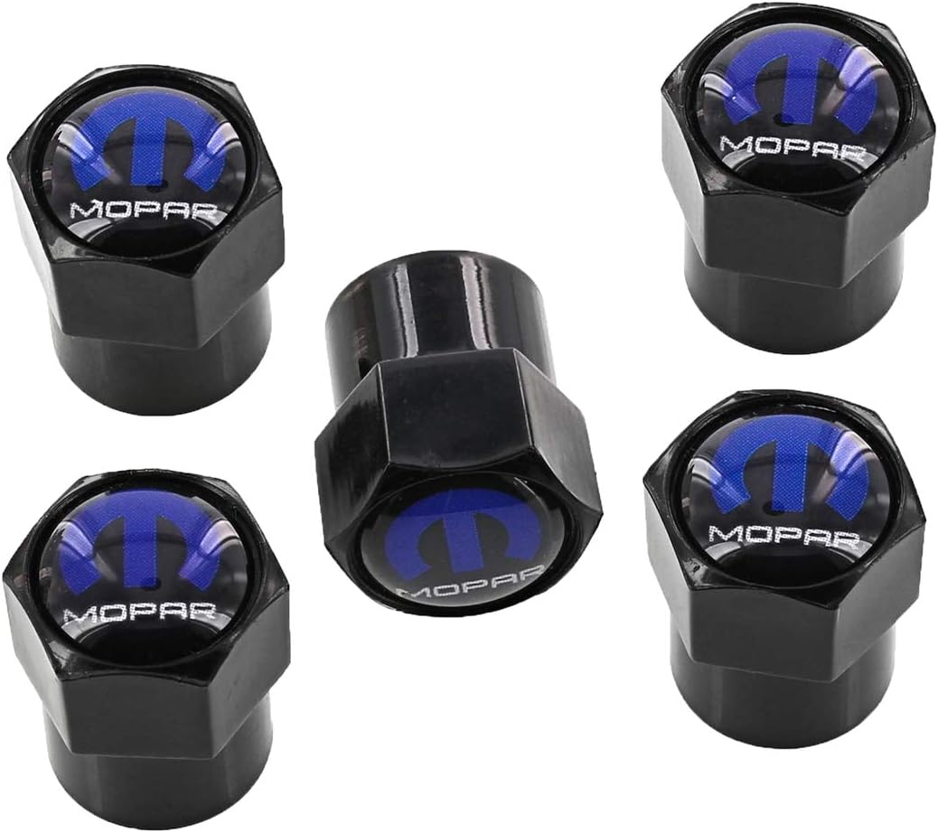 License Frame Inc. Mopar Valve Stem Caps Black (Pack of 5)