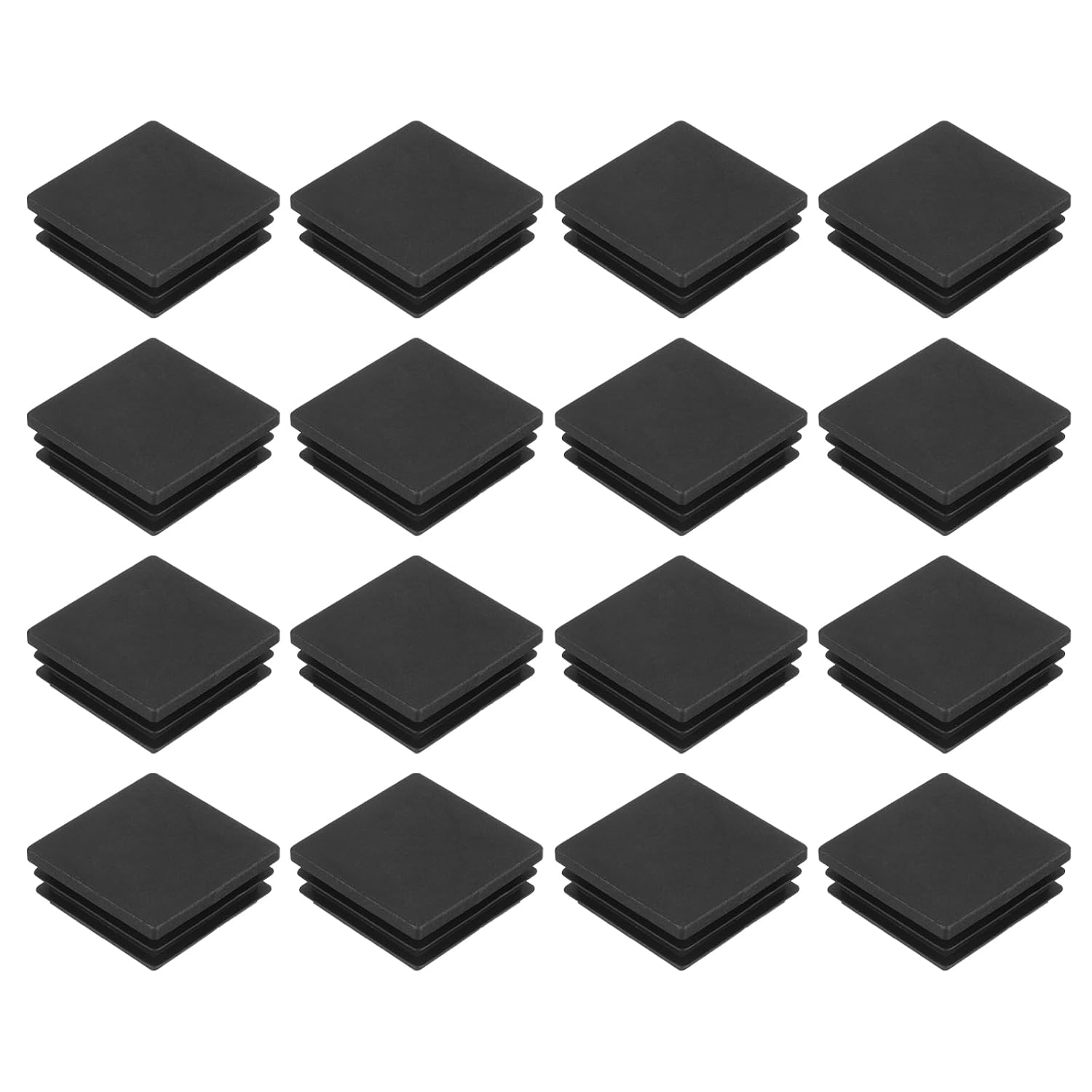 uxcell 56Pcs Square Plastic Plug Insert, 0.39" x 0.39" Black Plastic Plugs End Cap Tube Cover for 9mm Inner Size Metal Pipe Post Furniture Chair Legs