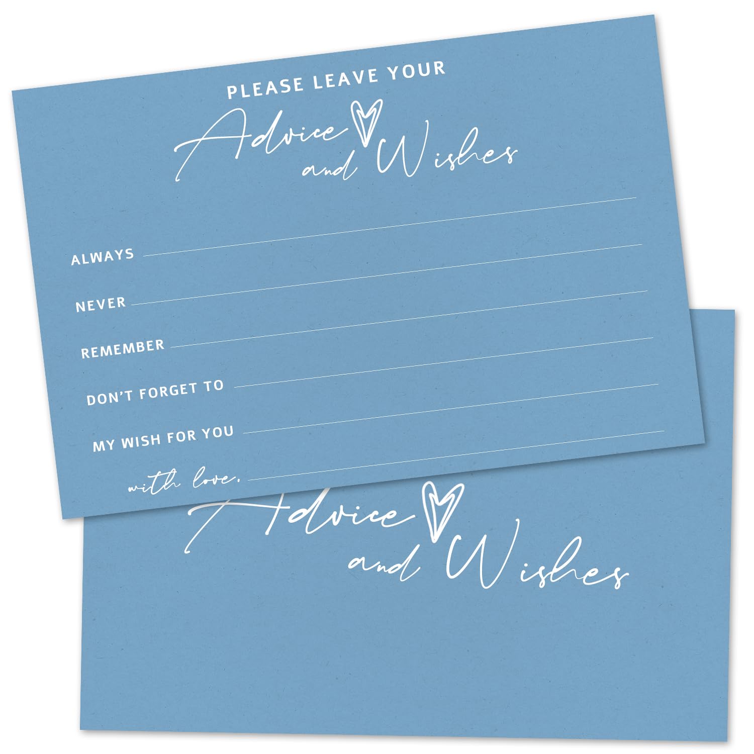 ZARYFANCHY Blue Advice And Wishes Cards For The Mr And Mrs, Blank Well Wishes For Baby Shower, Bridal Shower And Graduation Party, Wedding Advice