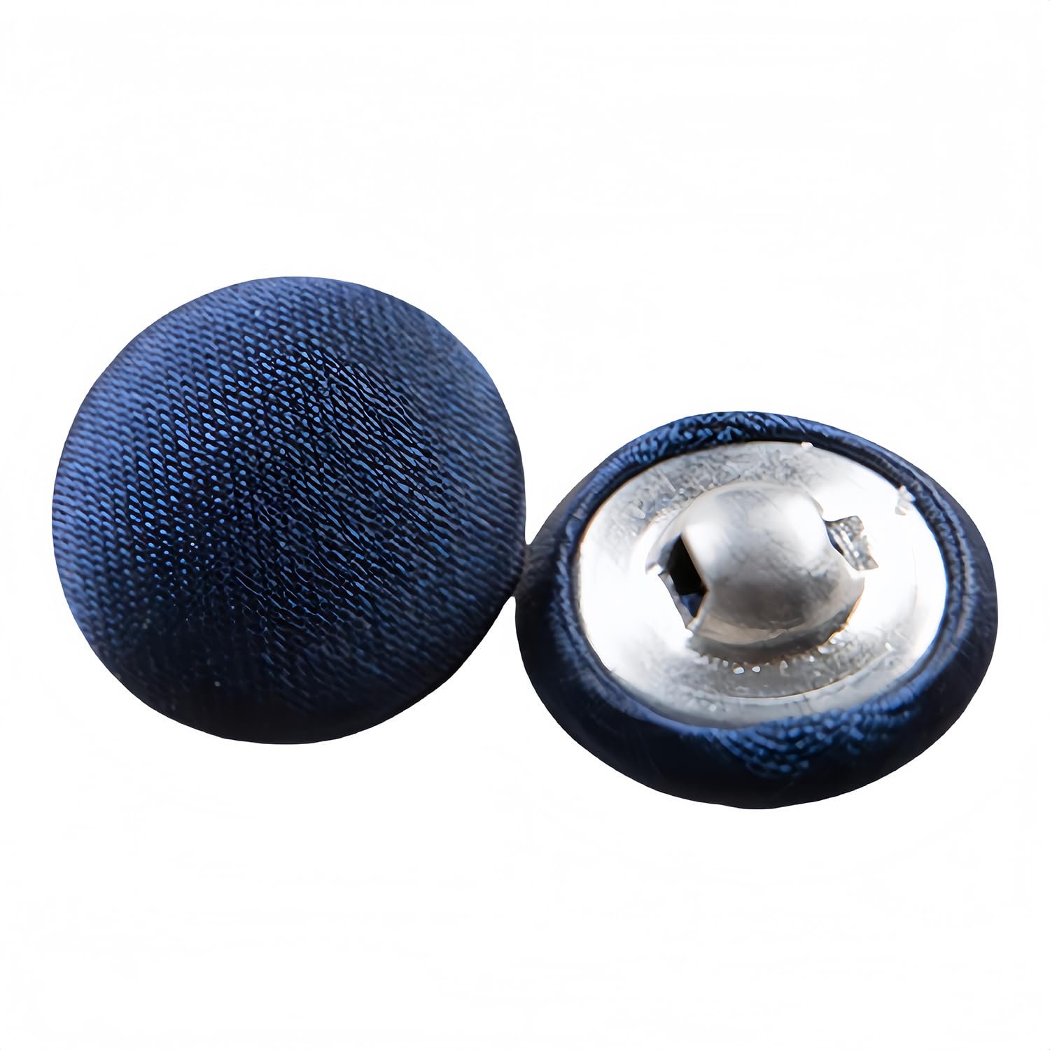 10 Pcs Satin Covered Metal Shank Buttons Cloth Buttons for Wedding Dress Tuxedo Suits, Dark Blue, 12.5mm