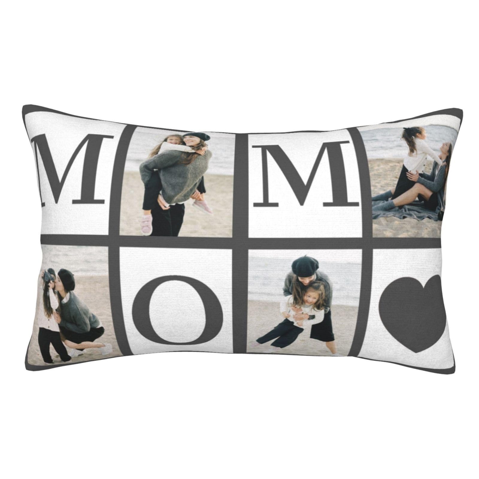 Disosm Personalized Love Pillow Cover, Name Lumbar Pillowcase, Couple Photos Pillow Case wiht Any Pictures, No Pillow Insert, Custom Pet Photo