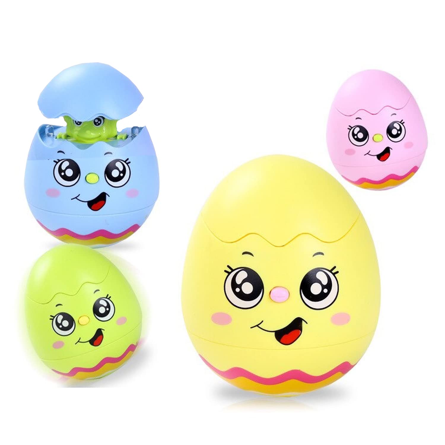 VGRASSP Push and Back Roly Poly Musical Funny Tumbler Egg Toy Wobbling Bell Visual Development Light Toy for Your Child- 1 Piece (Color as per Stock)