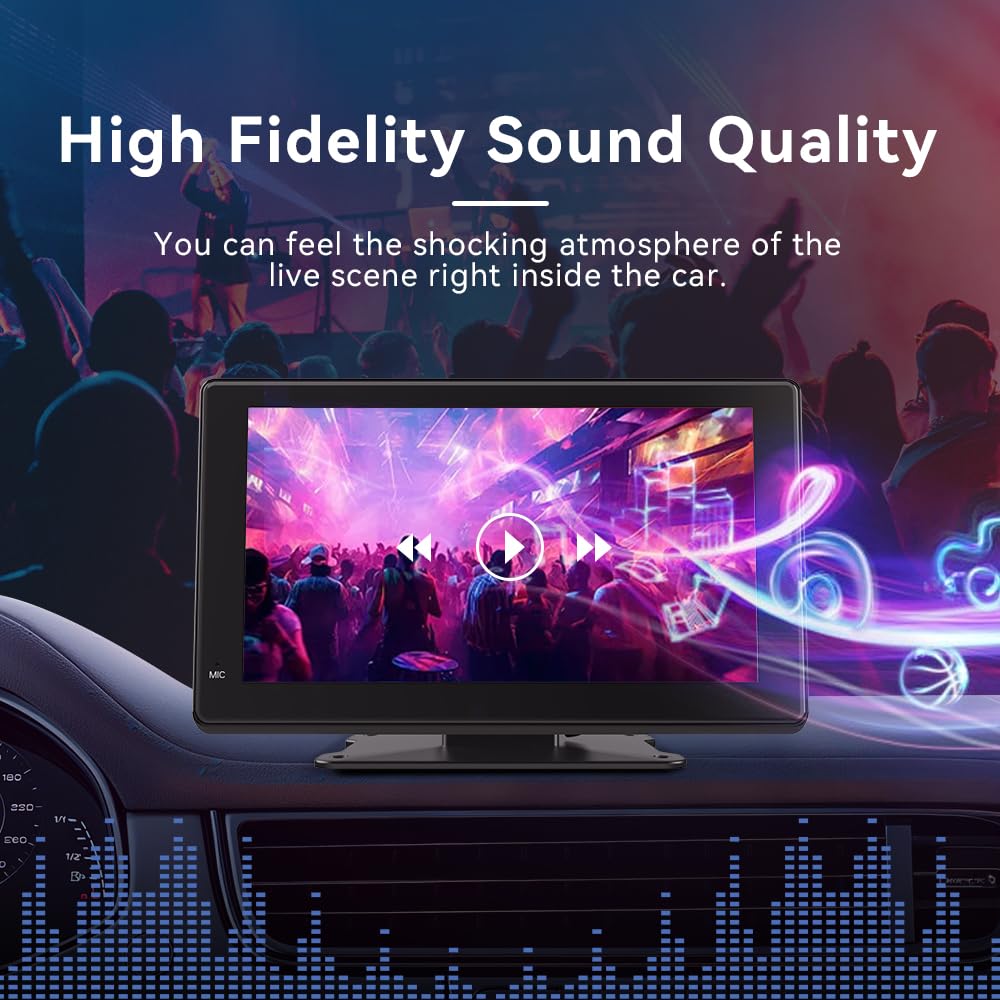Haudio Schermo Per Auto,Carplay Wireless Andriod Auto,Touchscreen da 7 Pollici con 1080P Retrocamera Auto,Bluetooth|Mirror Link|AUX|FM Autoradio senza fili Compatibile con Tutti i Veicoli