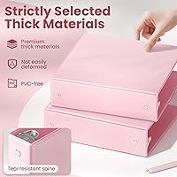 Vista 4 de SUNEE Carpetas de 3 anillos de 2 pulgadas, paquete de 4, vista transparente, sin PVC (ajuste 8.5x11 pulgadas) para suministros escolares u de Pastel