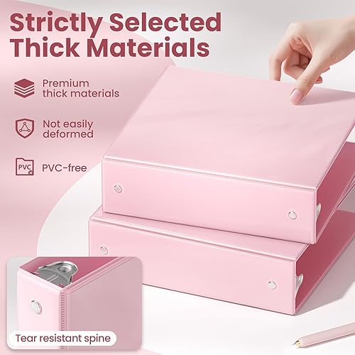 Vista 45 de SUNEE Carpeta de 3 anillos de 1 pulgada, paquete de 4 carpetas Clear View de 1 pulgada, tres anillos sin PVC (se ajusta a 8.5 x 11 pulgadas)