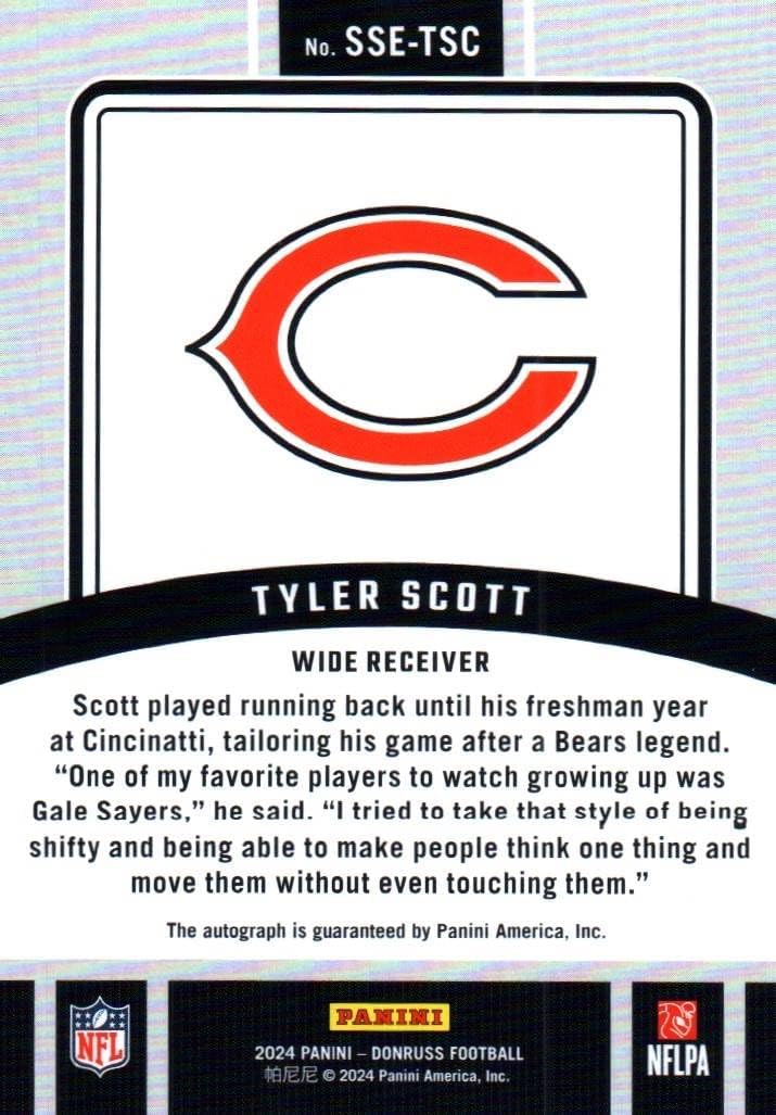 Tyler Scott Autographed Signature Series Special Insert Auto Collectible Football Card - 2024 Donruss Football Card #SSE-TEC (Bears)