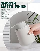 Vista 5 de Bosilunlife Soap Dispenser Bathroom - Grey Ceramic Soap Dispenser Lotion Hand Pump Dish Soap Bottle for Kitchen 12oz Refillable Liquid Hand Wash