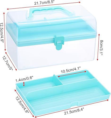 Miniatura 3 de BTSKY Contenedores de almacenamiento de plástico multiusos para manualidades con bandeja extraíble, caja de almacenamiento de plástico transparente