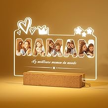 iDIY Cadeau Fête des Mères Personnalisé - Lampe avec Photo Maman Enfant, pour Maman, Cadre Photo , Décor à la Maison