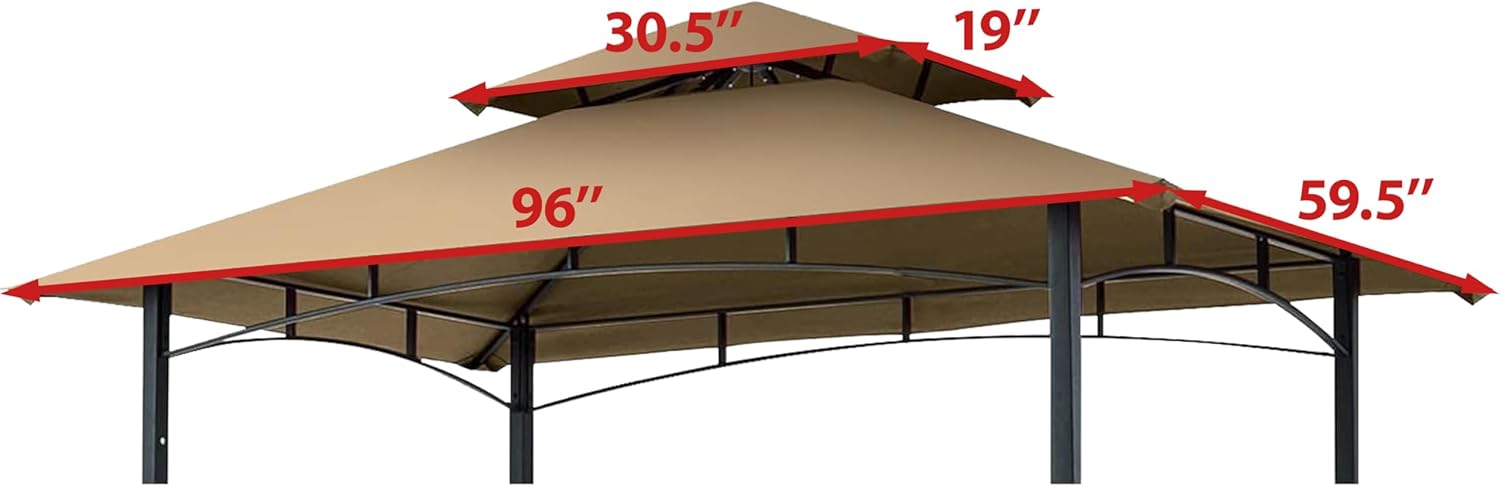Coastshade Replacement Gill Gazebo BBQ Canopy Top for Model #L-GG001PST-F,8x5 Gazebo Grill Canopy BBQ Gazebos Top Only(Khaki)