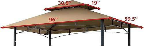 Miniatura 2 de CoastShade Gazebo de barbacoa de 8 x 5 pulgadas, doble nivel, techo de repuesto para techo de barbacoa al aire libre (caqui)