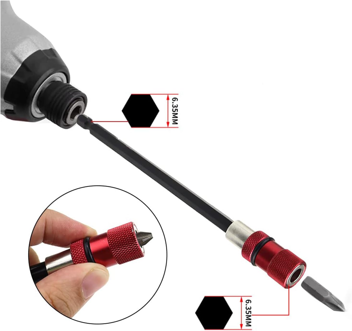 KIUKIU ビットホルダーセット 先端工具 携帯 収納 カラフル インパクト ソケット ドリル ドライバー アダプター スタッフおすすめ！】SZSL  ビットホルダー 6色セット ドライバーホルダーセット アルミ合金製 携帯用 コンパクト キーホルダー 収納 先端工具 パーツ ...