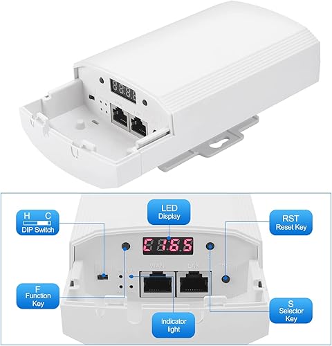 Miniatura 7 de Fretech Wireless Bridge Set 900Mpbs 5.8G WiFi Outdoor CPE Point to Point Long Range up to 2-3KM CPE200 with 12dBi High-Gain Antenna24V PoE Power,