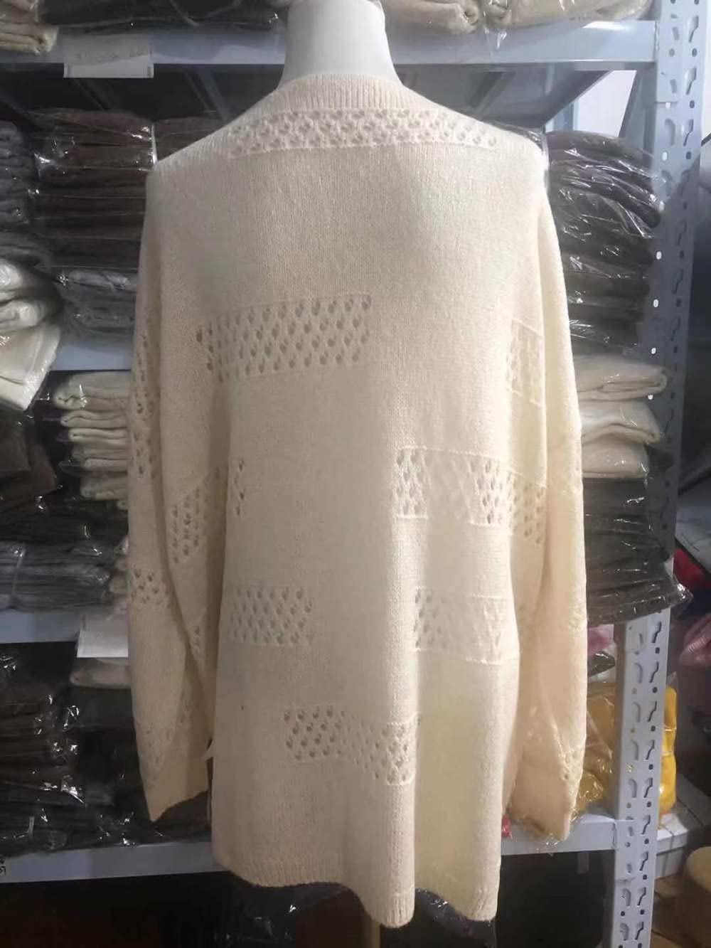 Gilet Femme, Cardigan Femme Beige Blanc Couleur Unie Rayures Creuses Manteau Tricoté Doux Printemps Automne Veste En Tricot Léger À Manches Longues Pull Ouvert Sortie Décontractée Hauts Outwear