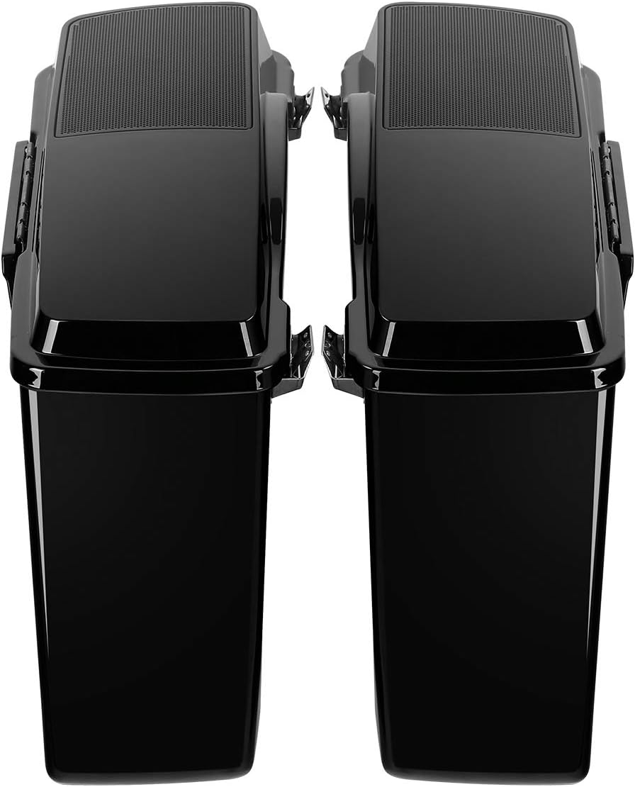 Green-L Vivid Black Hard Saddlebags with 6x9 Speaker Lids Fit for Harley Electra Glide Ultra Street Road Glide King 1994-2013 Touring Models