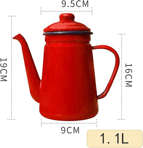 Miniatura 2 de Cafetera esmaltada con borde negro, jarra blanca para servir con boquilla esmaltada, caldera de café para campamento, tetera de té, jarra de agua