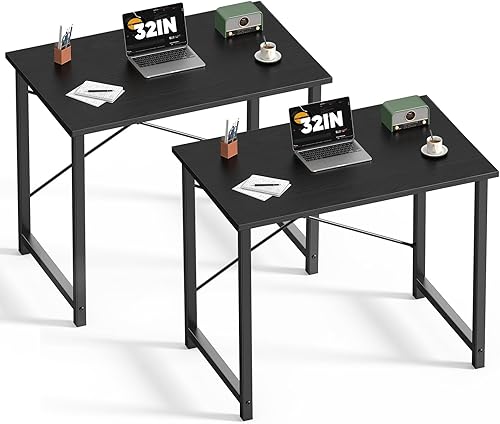Miniatura 19 de DUMOS Escritorio de oficina pequeño de 32 pulgadas para computadora de estilo moderno y simple, mesa de trabajo de estudio para el dormitorio
