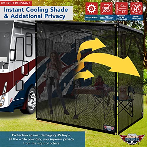 Leisure Coachworks Rv Awning Sun Shade Screen 9' X 20' 3'' - Black Mesh Sunshade Uv Blocker Complete Kits Motorhome Camping Trailer Canopy Shelter (9' X 20'3'' -Actual Measurement) #TOP2
