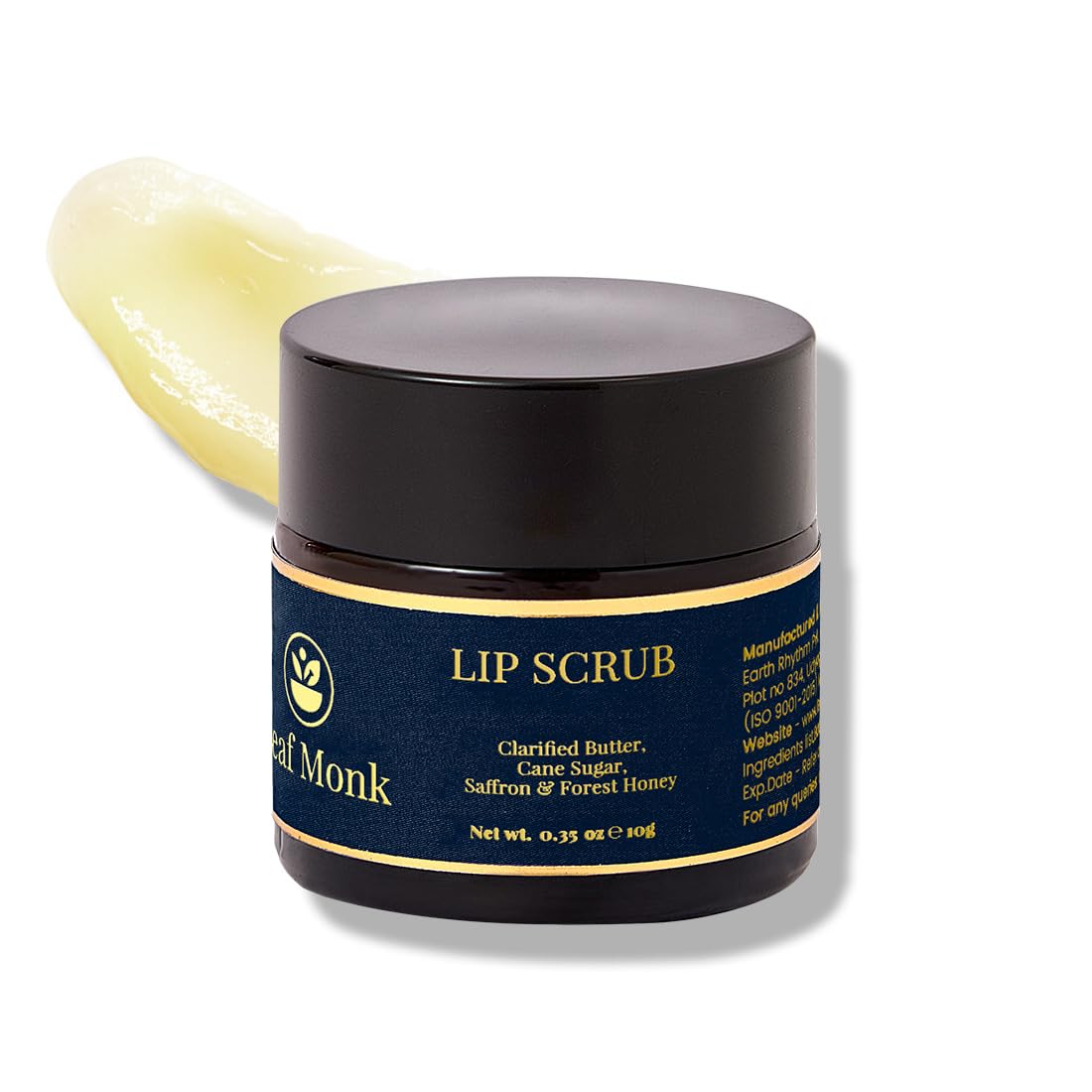 Leaf MonkAyurvedic Lip Scrub | Exfoliating, Moisturizing And Healing Chapped Lips Skin | Made with Saffron - Cane Sugar - Clarified Butter - Forest Honey - 10 GRAM