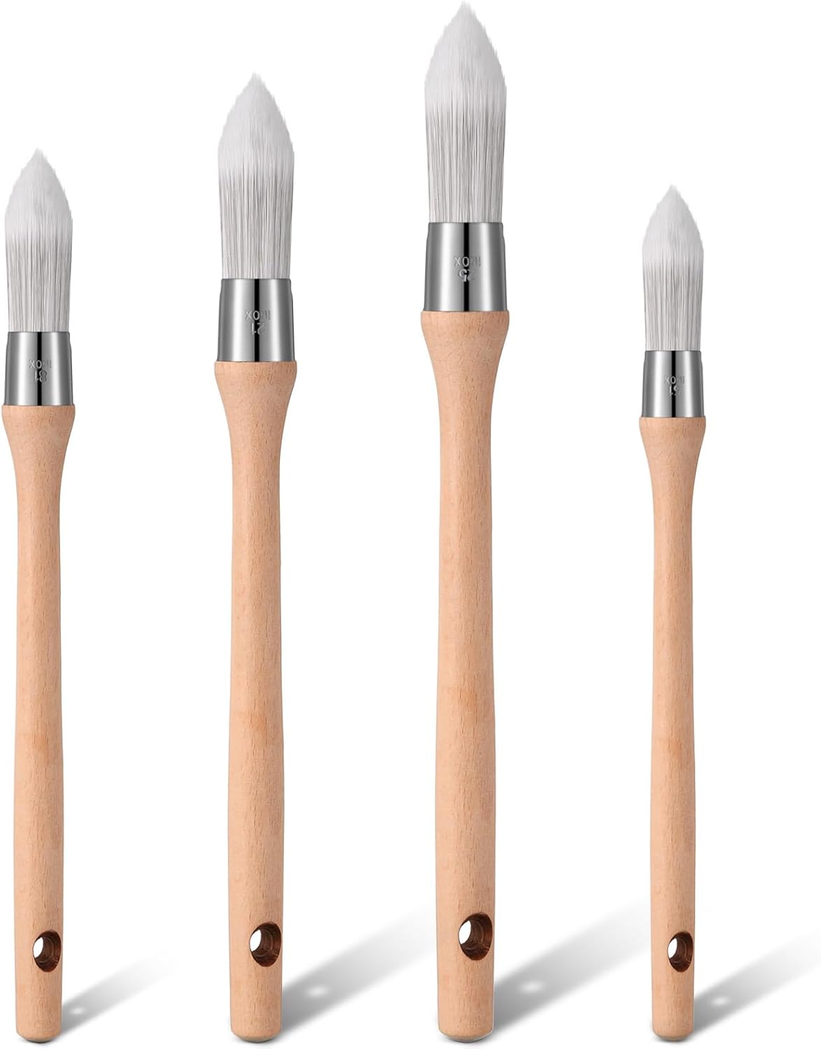 Patelai Set of 4 Pointed Synthetic Sash Brush Set Sash Paint Brushes