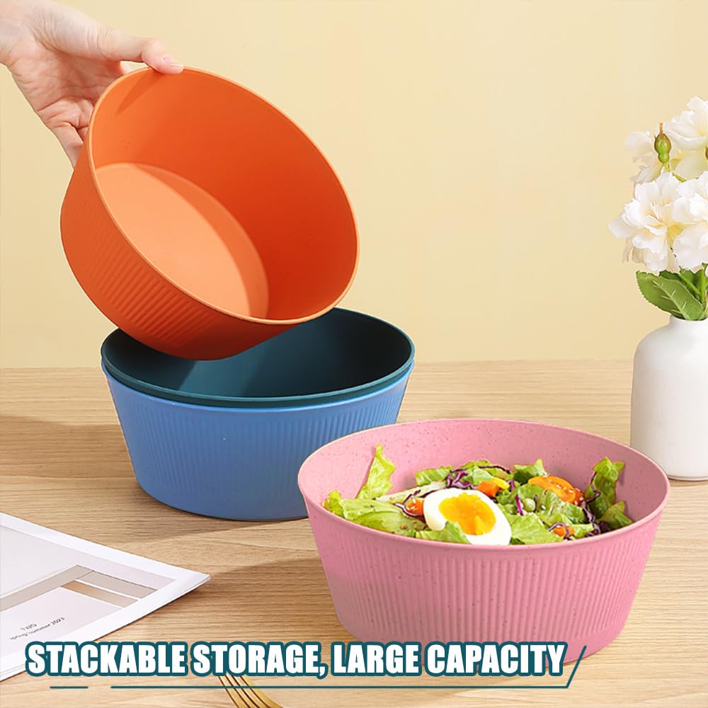 6 Pezzi Insalatiera set 60 Once Grandi Ciotole da Campeggio Insalatiera Plastica Set di Ciotole di Plastica, per Cereali Minestra Merenda Frutta Insalata(20×15×8cm)
