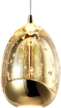 VONN Lighting Venezia VAP2201GL 3.5" Integrated LED ETL Certified Height Adjustable Pendant Light with Champagne Glass Shade in Gold