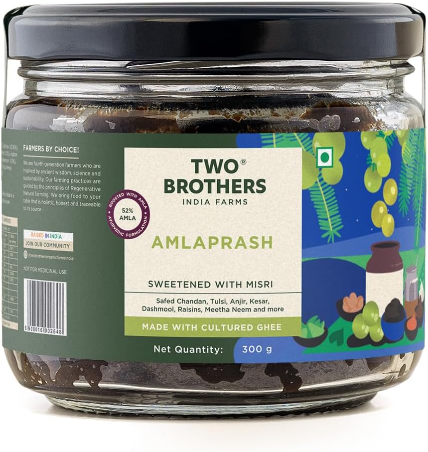Two Brothers Amlaprash (300g) | Sugar Free Ayurvedic Chyawanprash with Amla| Glyphosate free | Made with Desi Gir Cow Cultured Ghee | Natural Immunity Booster | Antioxidant-Rich| Natural Vitamin C Supplement