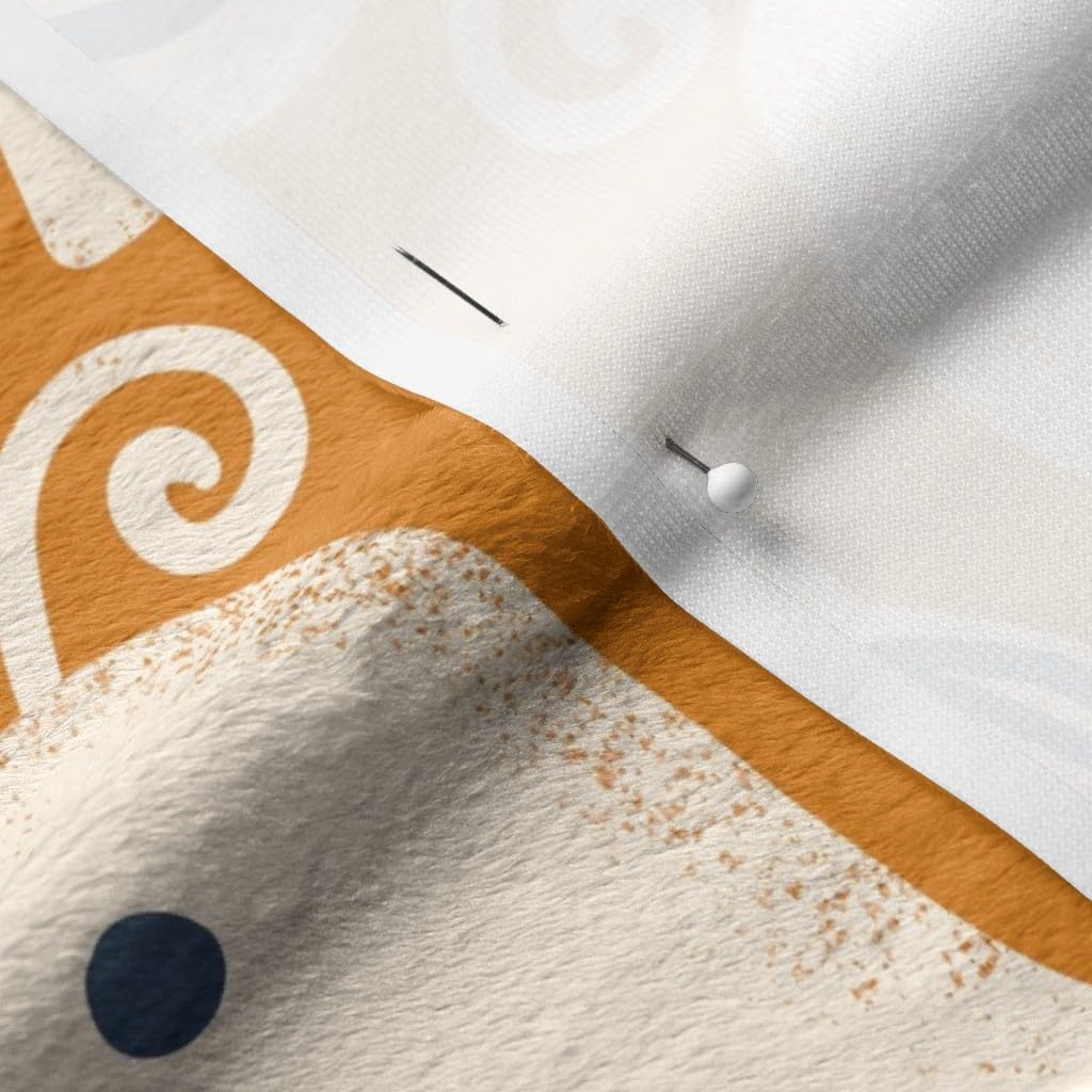 Spoonflower Fabric - Birds Folk Art Scandinavian Nature Holiday Orange Cream Blue Floral Printed on Minky Fabric by The Yard - Sewing Baby Blankets Quilt Backing Plush