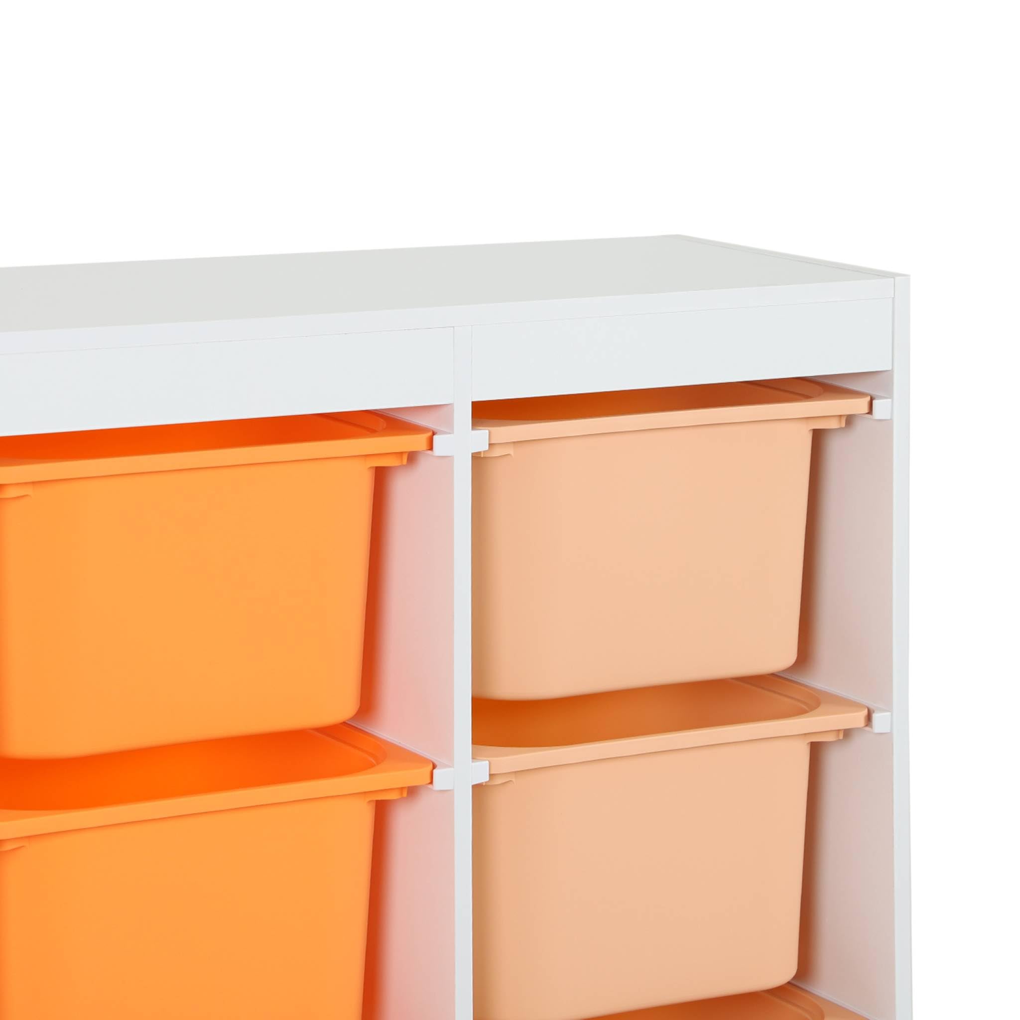 sweeek - Meuble de Rangement Enfant 6 bacs de Rangement en Plastique Orange pêche - Sora