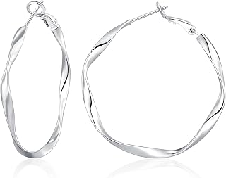 OOOPEL Gold Hoops Earrings for Women, Big 925 Sterling Silver Hoop Earrings Lightweight Hypoallergenic Sterling Silver Hoop Earrings for Women 30MM 40MM 50MM 60MM