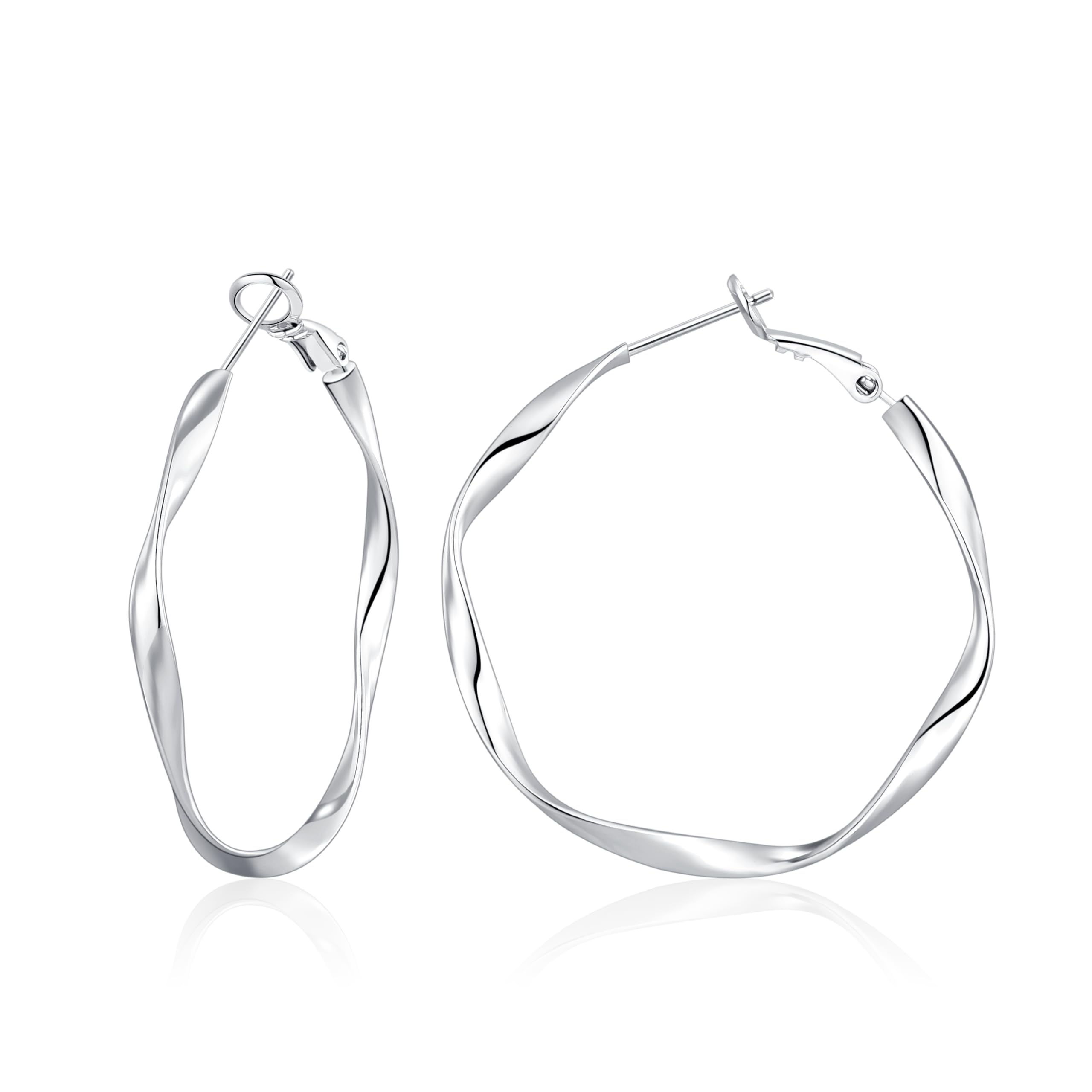 OOOPEL Gold Hoops Earrings for Women, Big 925 Sterling Silver Hoop Earrings Lightweight Hypoallergenic Sterling Silver Hoop Earrings for Women 30MM 40MM 50MM 60MM