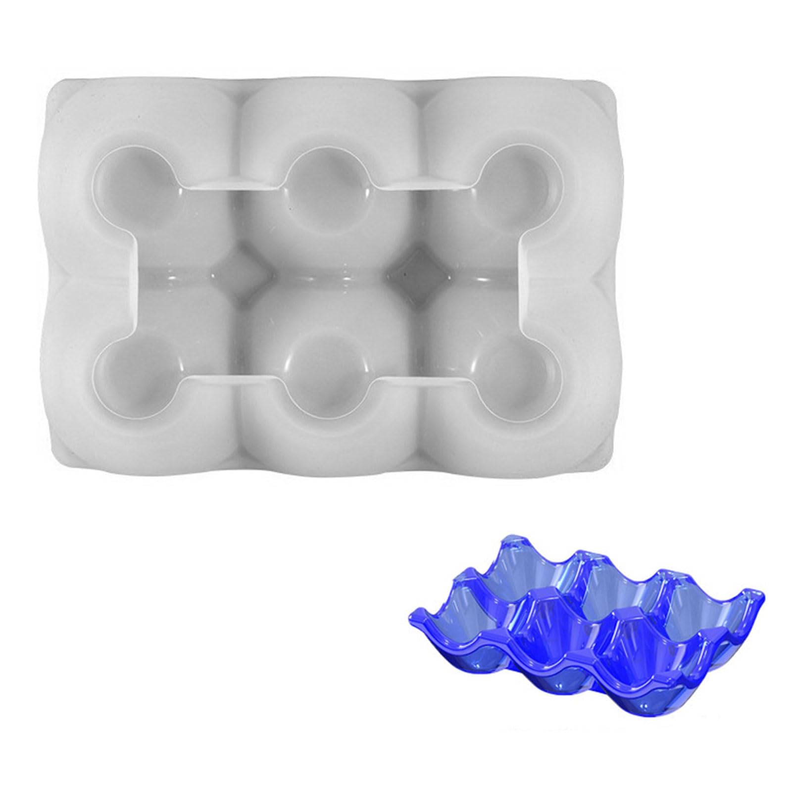 CAZSTYK Eggs Organiser Holder Silicone 6 Grids Storage Tray Mold for Kitchen Refrigerator Organization Holder Mold