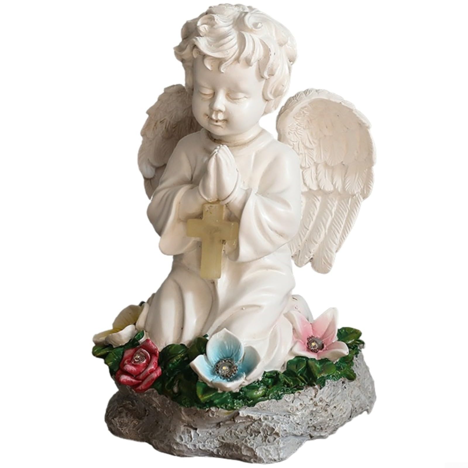 Statue d'ange solaire décorative en résine, le cadeau idéal pour embellir une cour