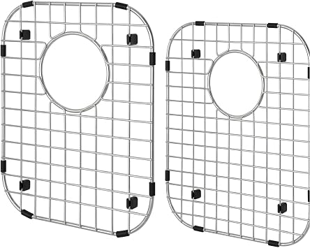 Kitchen Sink Grid and Sink Protectors, Stainless Steel Sink Grids for Bottom of Kitchen Sinks, 13 7/16 x 16 9/16,10 15/16 X 14 3/8 with Rear Drain