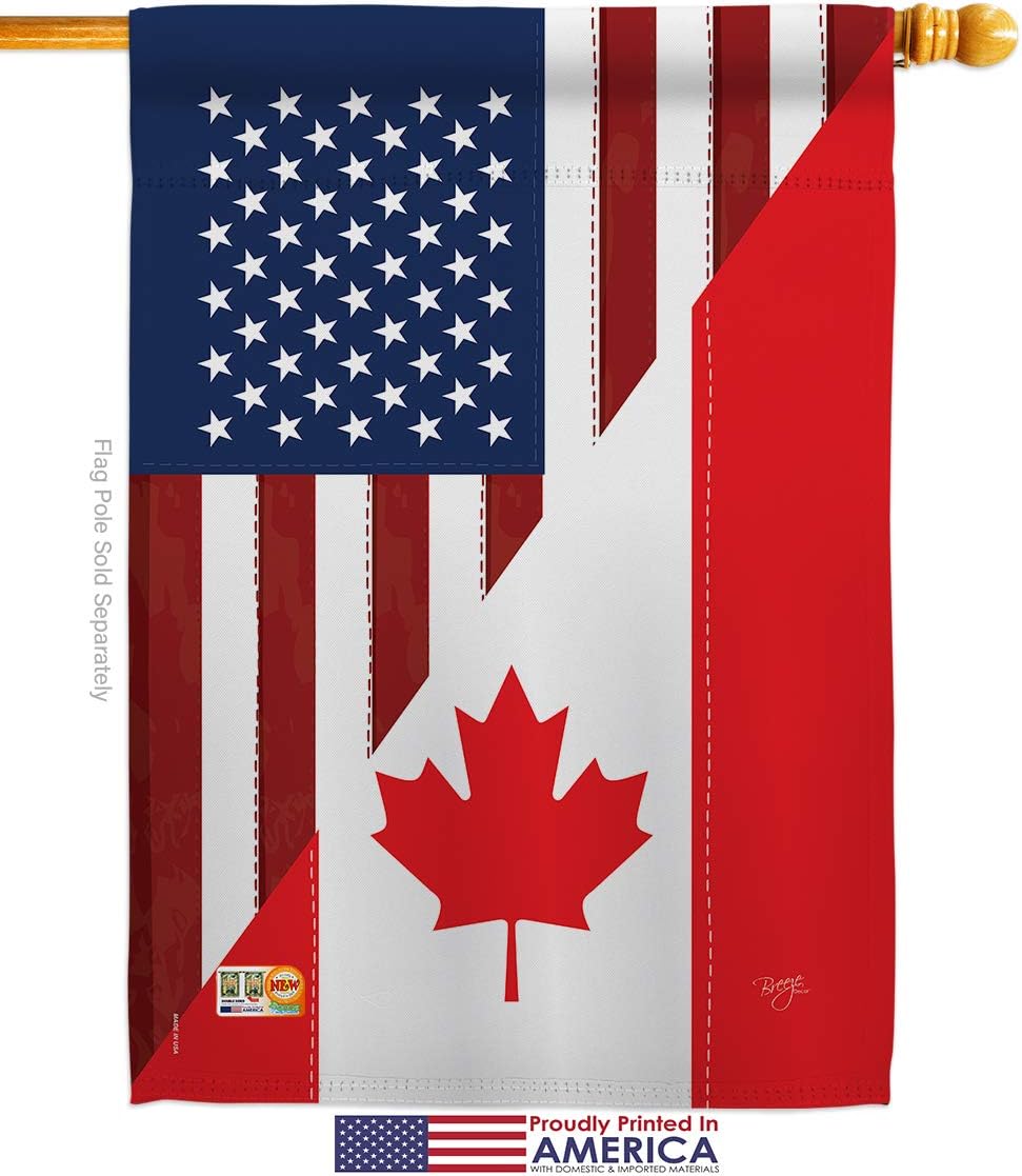 US Canada Friendship House Flag Regional USA American Alliance World Country Particular Area Small Decorative Gift Yard Banner Made In 28 X 40