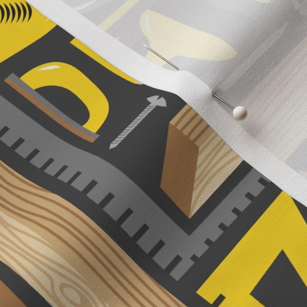 Spoonflower Fabric - Gray Yellow Wood Saw Tools Man Dad Novelty Printed on Petal Signature Cotton Fabric by The Yard - Sewing Quilting Apparel Crafts Decor