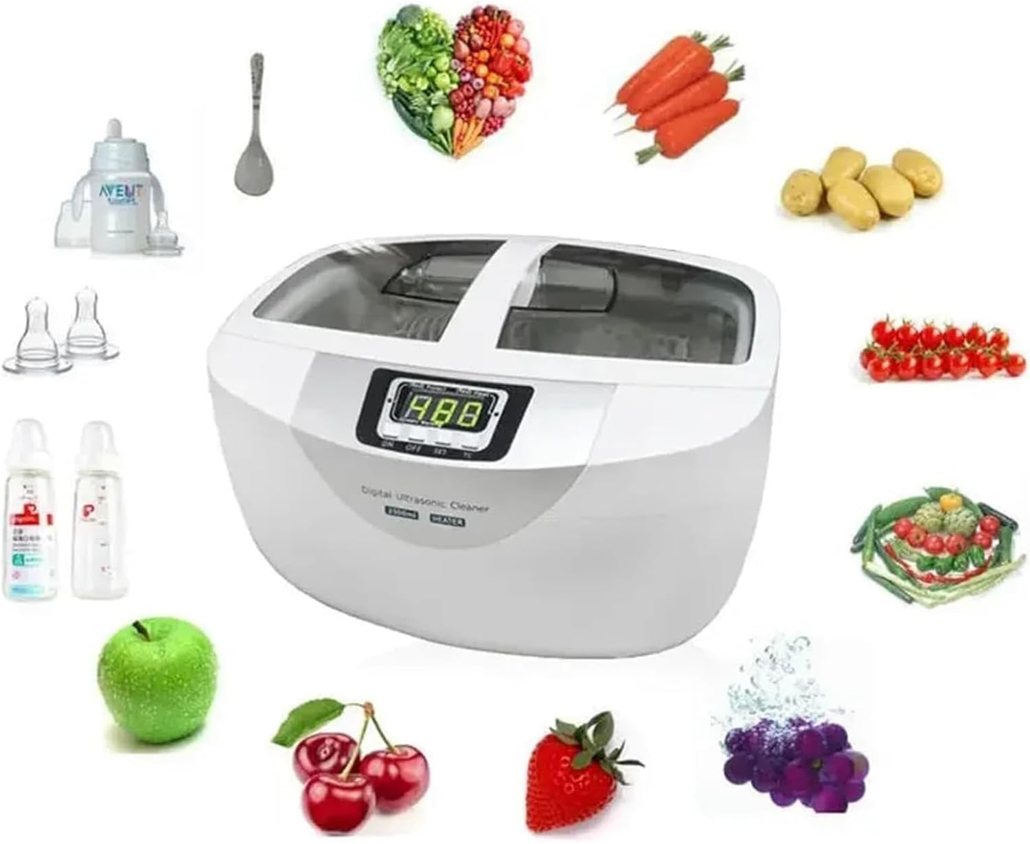 2.5L Digital Ultrasonic Cleaner - 40kHz Timer for Jewelry, Coins, Eyeglasses for Personal Care & Deep Cleaning Needs