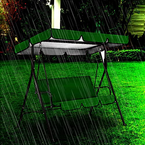 Swing Canopy With Seat Cushion Cover Set - Waterproof Polyester Top Swing Replacement Canopy Cover Uv Block Sun Shade For Outdoor Garden Patio Yard Park Porch Balcony Backyard Swing Seat (Green) #TOP6