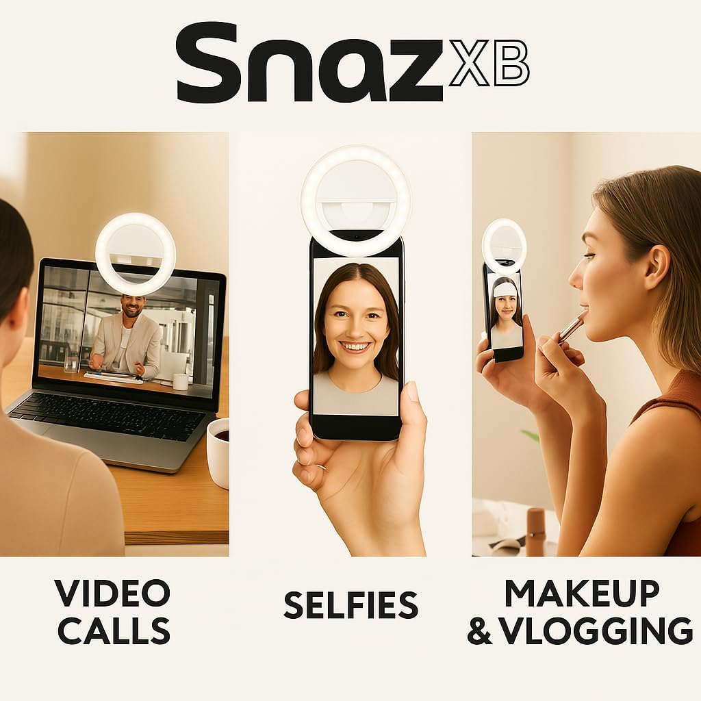 Rechargeable Selfie Ring Light – Clip-On Fill Light with 36 LEDs for iPhone/Android, TikTok, Zoom, Social Media, Makeup & Photography (White)