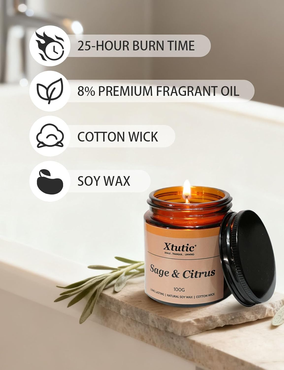 Scented Candles for Women (4-Pack) in Brown Jars, 100-Hour Burn Aromatherapy Candles Set for Home,Bedroom, Bathroom |Candles for Home Scented,Friends