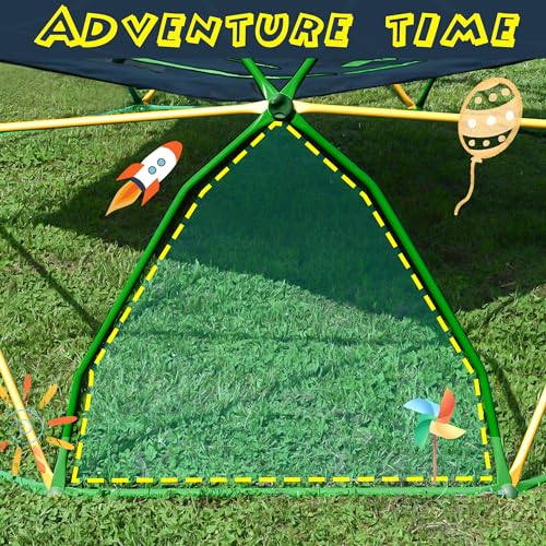 THINK 30 Gardenature 13FT Climbing Dome with Hammock, Outdoor Jungle Gym for Kids, Kids Climbing Dome Tower with Hammock, Rust & UV Resistant Steel Supporting 1000 LBS (Yellow)