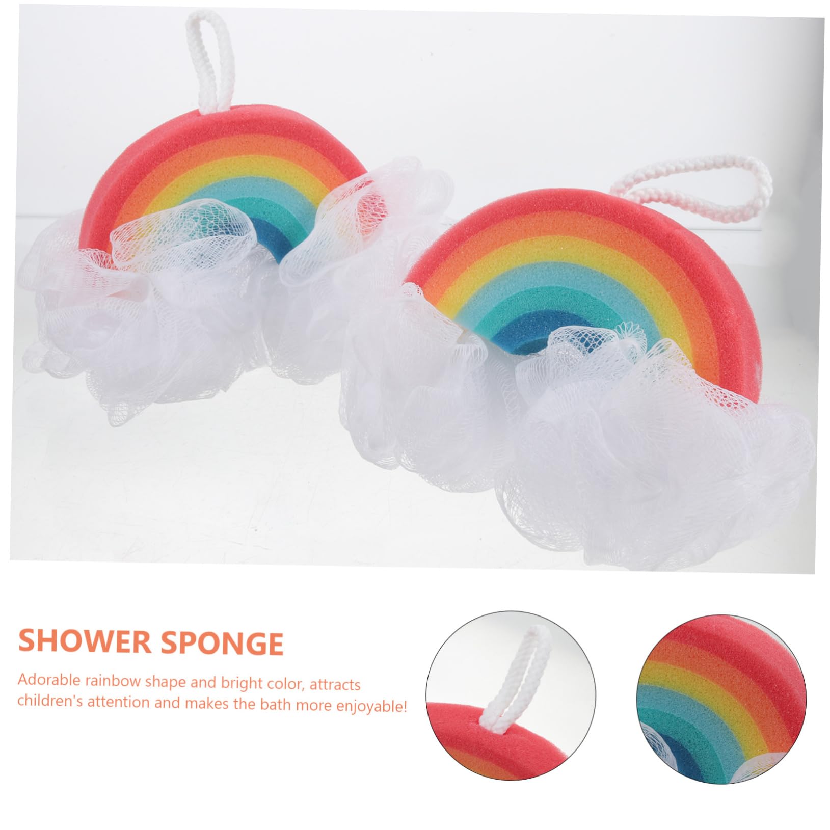 Veemoon Esponjas de Baño para Niños 2 Piezas Forma de Arcoíris Textura Agradable Burbujas Abundantes y Poder de Exfoliación para Cuidado Corporal Infantil