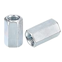 Vista 10 de uxcell 6 tuercas de acoplamiento M6x10x50mm - Acoplador de varilla roscada hexagonal de acero al carbono galvanizado para muebles, electrónico